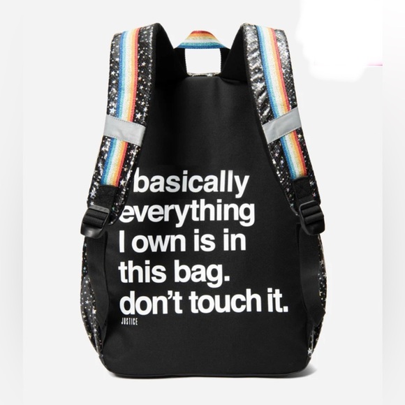 Justice Girls Star Patterned Striped Backpack Set NEW - Picture 3 of 8